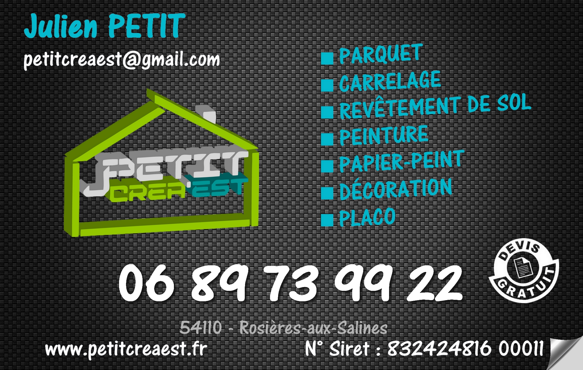 Carte-de-visite - PETIT CREA EST - 54 - Julien-PETIT